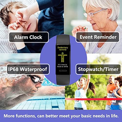 Fitness Activity Tracker,  Temperature Measurement Heart Rate Blood Pressure Monitor IP68 Waterproof Smart Watch,Sleep Tracking Pedometer Calories Counter Health Bracelet for Women Men Kids